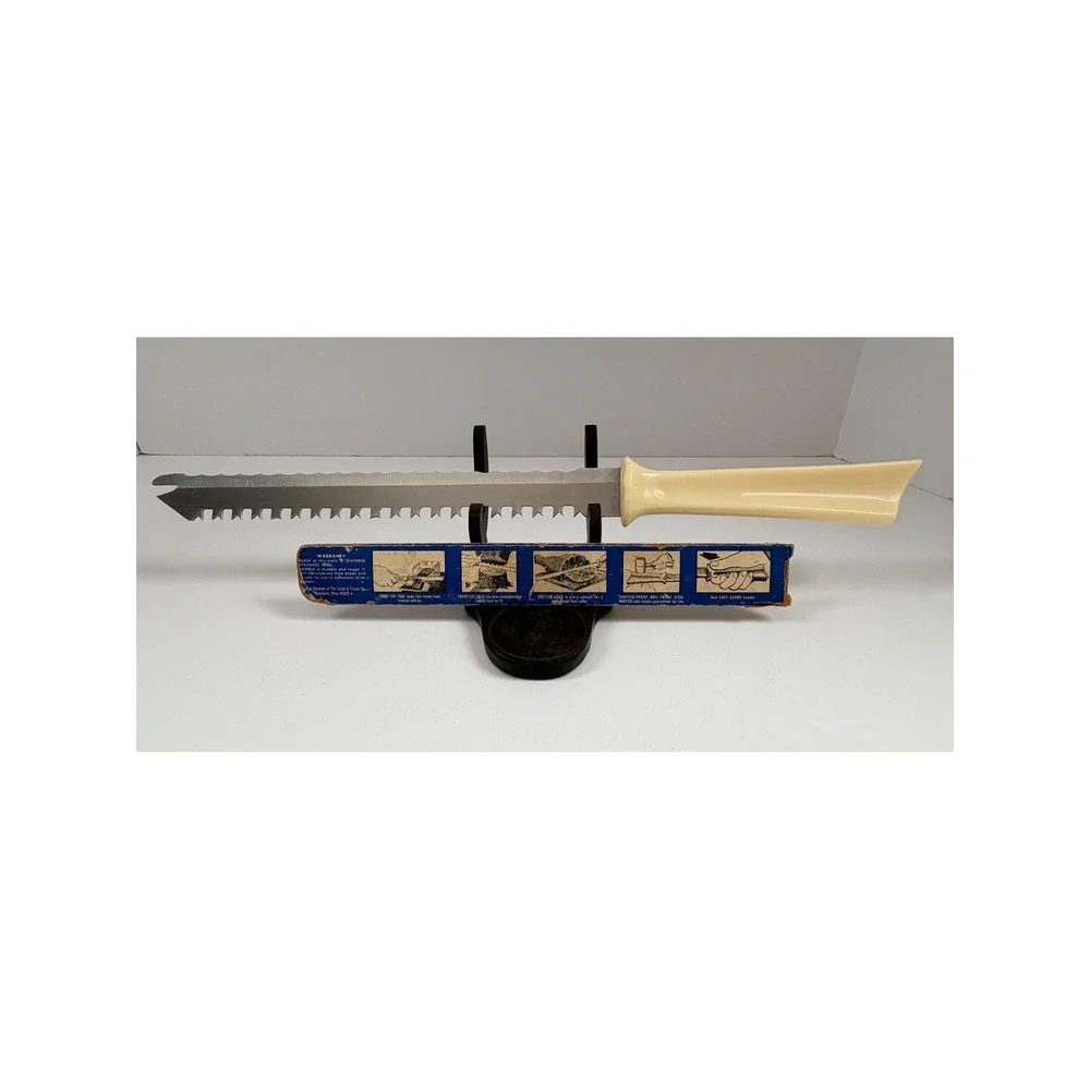 Vintage Quikut Quikkle Frozen Food Bread Knife Serrated USA Original Sleeve